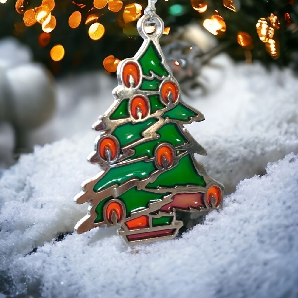Vtg Stained Glass Christmas Tree Ornament Russ Berrie Holiday Highlights Acrylic